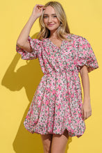 Floral Surplice Puff Sleeve Dress