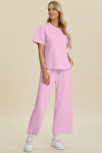 Texture Round Neck Top and Pants Set