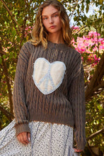 POL Cable-Knit Peace Patch Dropped Shoulder Sweater