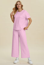 Texture Round Neck Top and Pants Set