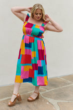 Multicolored Square Print Summer Dress