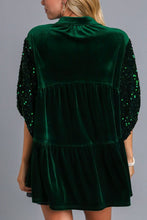 Umgee Sequin Detail Tiered Back Half Sleeve Shirt