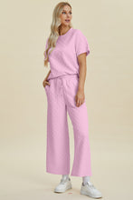 Texture Round Neck Top and Pants Set