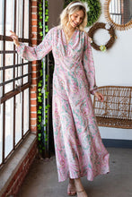 Paisley Print Tie-Back Long Sleeve Maxi Dress