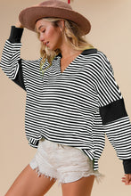 Striped Contrast Long Sleeve Knit Top