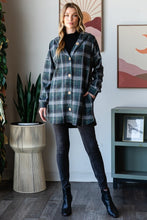 Plaid Button Down Long Sleeve Hooded Cardigan