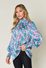 Printed Smocked Long Sleeve Blouse