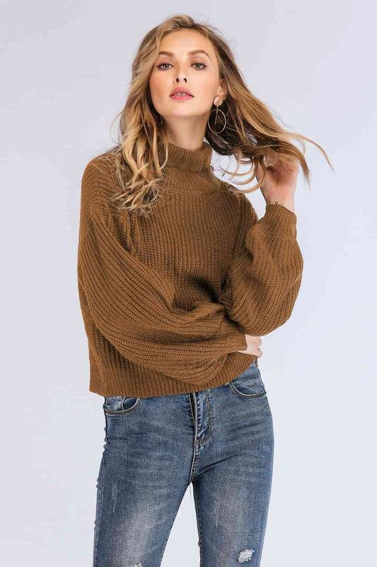 Turtleneck Rib-Knit Sweater