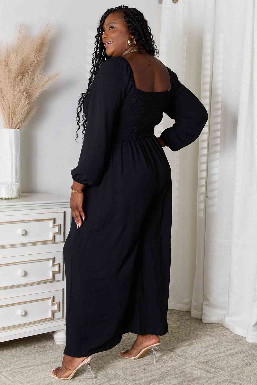 Double Take Square Neck Jumpsuit with Pockets - Kenchima 