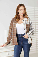 Plaid Contrast Button Up Shirt Jacket - Kenchima 