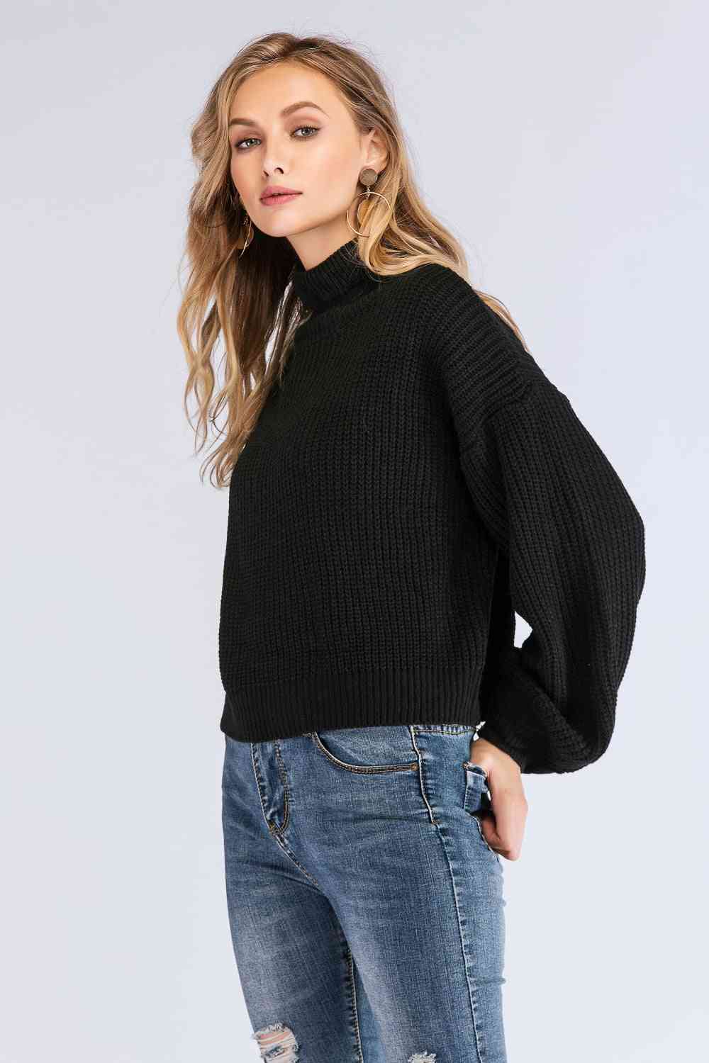 Turtleneck Rib-Knit Sweater