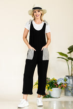 Stripe Contrast Pocket Rib Jumpsuit