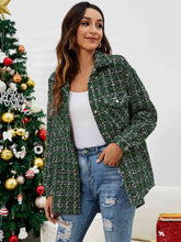 Plaid Collared Neck Button Front Jacket - Kenchima 