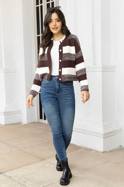Striped Button Up Cardigan