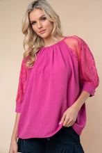 Round Neck Lace Half Sleeve Blouse