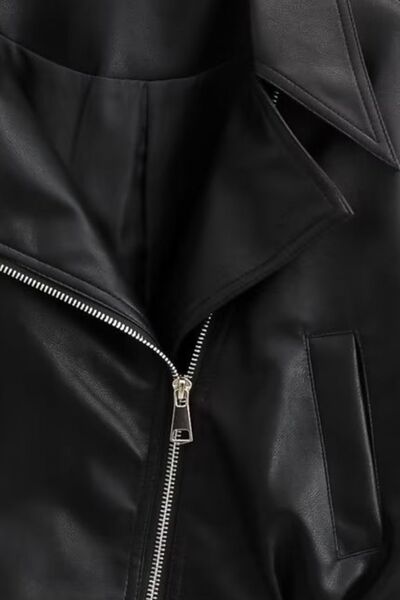 Zip Up Collared Neck Cropped Jacket - Kenchima 