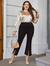 Plus Size Flounce Sleeve Band Collar Shirt