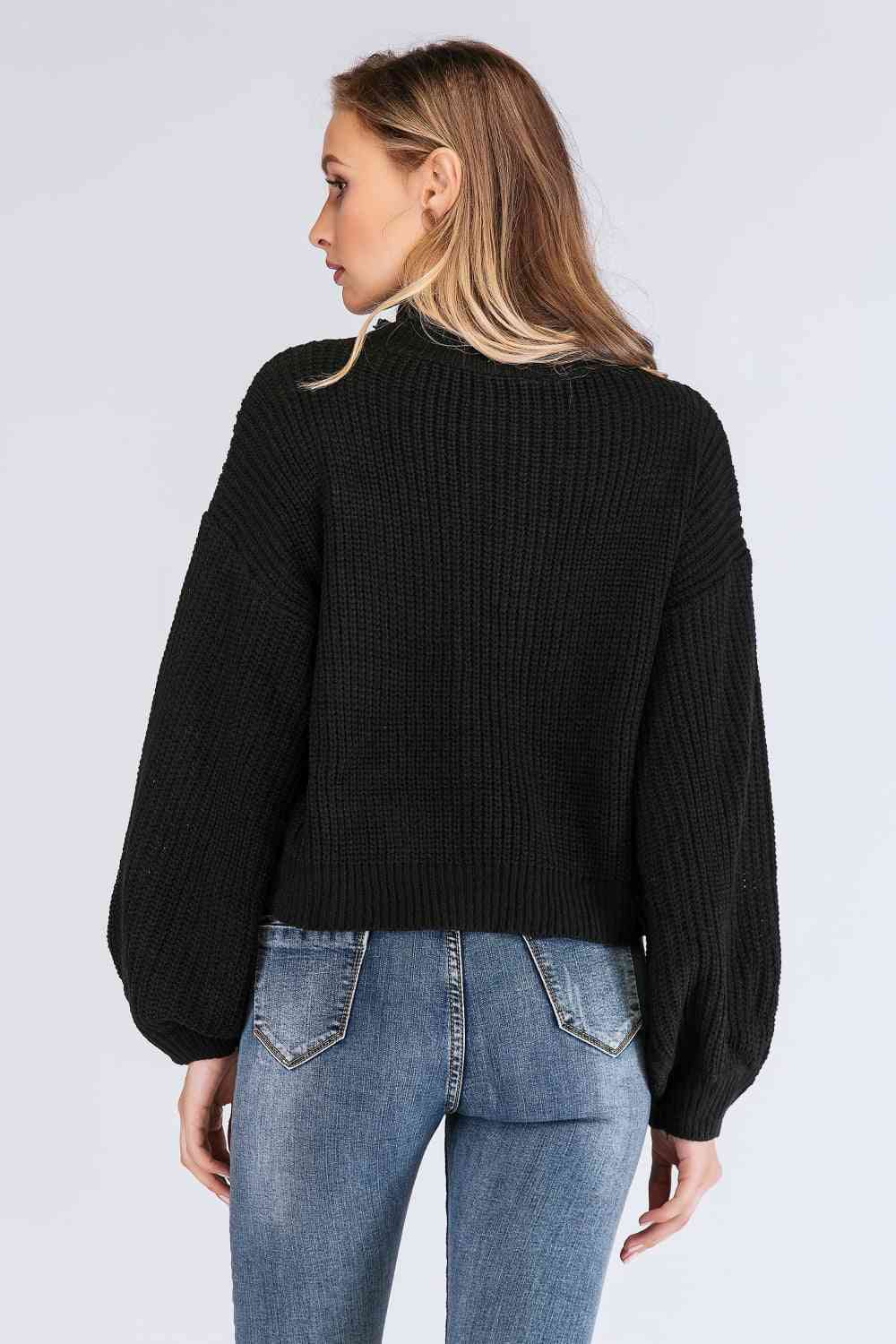 Turtleneck Rib-Knit Sweater