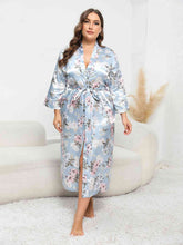 Plus Size Tie Waist Robe - Kenchima 