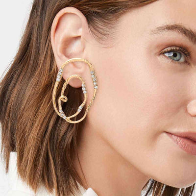 Alloy & Rhinestone Geometric Earrings