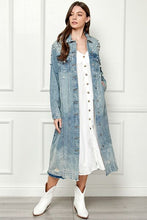 Veveret Full Size Distressed Raw Hem Pearl Detail Button Up Jacket