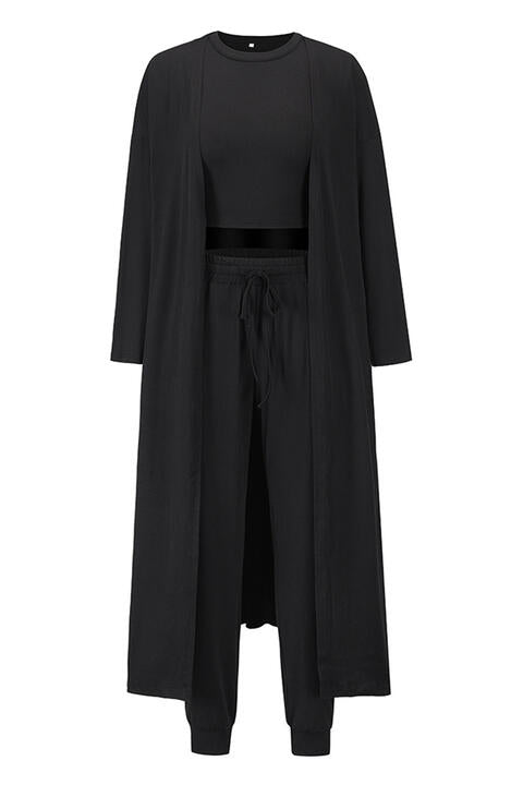 Tank, Pants, and Cardigan Set with Pockets - Kenchima 