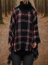 Turtleneck Plaid Raw Hem Sweater - Kenchima 