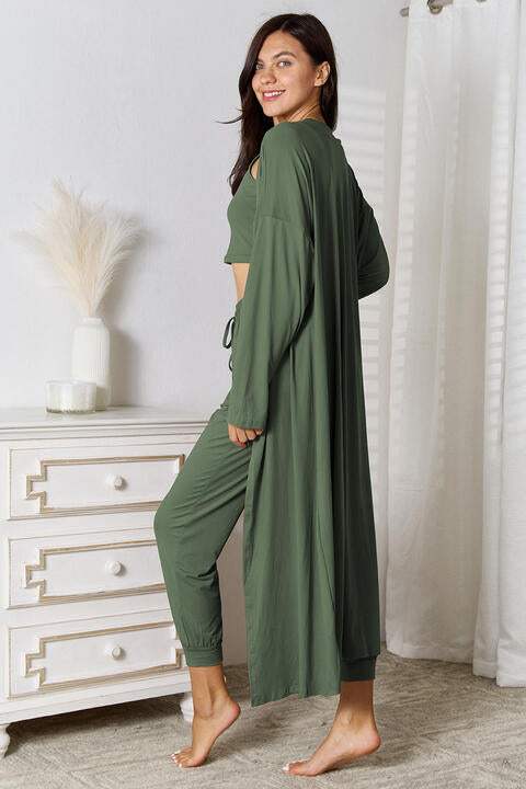 Tank, Pants, and Cardigan Set with Pockets - Kenchima 