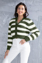 Striped Button Up Cropped Cardigan