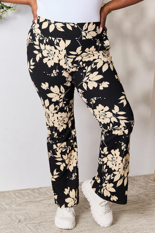 High Waist Floral Flare Pants - Kenchima 