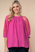 Round Neck Lace Half Sleeve Blouse