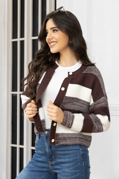 Striped Button Up Cardigan