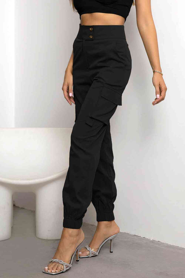 High Waist Cargo Pants - Kenchima 