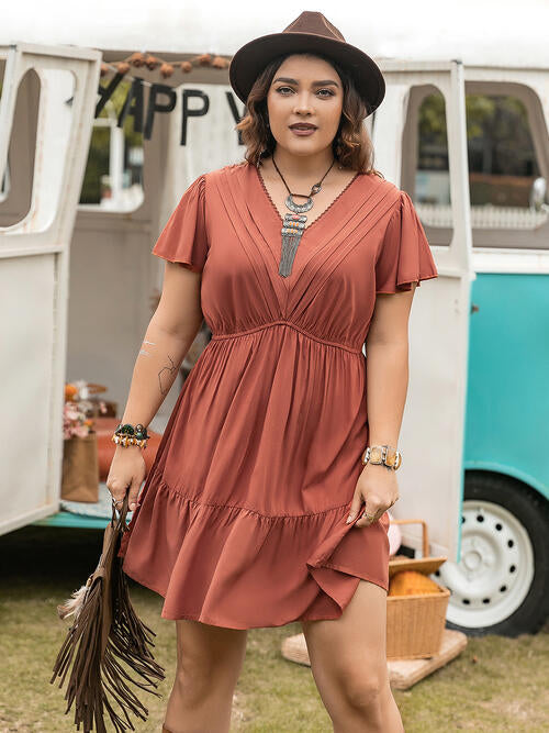 Ruffle Hem Short Sleeve Dress