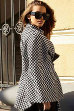 Houndstooth Tie Waist Trench Coat - Kenchima 