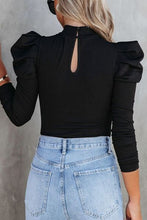 Mock Neck Puff Sleeve Bodysuit - Kenchima 