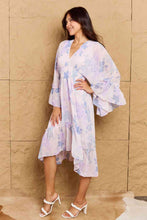 OneTheLand Take Me With You Floral Bell Sleeve Midi Dress in Blue - Kenchima 