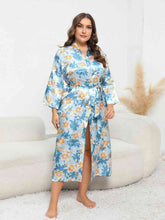 Plus Size Tie Waist Robe - Kenchima 