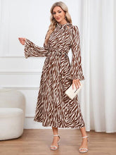 Animal Print Tie Front Ruffle Trim Dress - Kenchima 