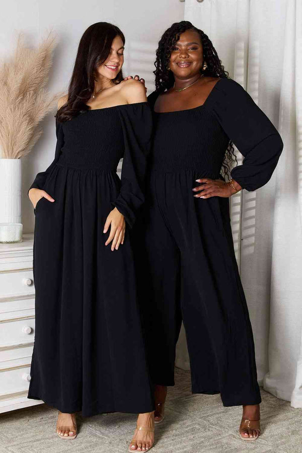 Double Take Square Neck Jumpsuit with Pockets - Kenchima 