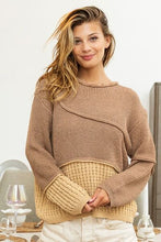 Texture Detail Contrast Drop Shoulder Sweater