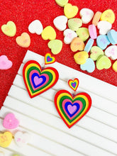 PREORDER: Growing Rainbow Heart Dangle Earrings