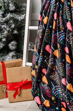 Holiday Fleece Blanket in Neon Trees