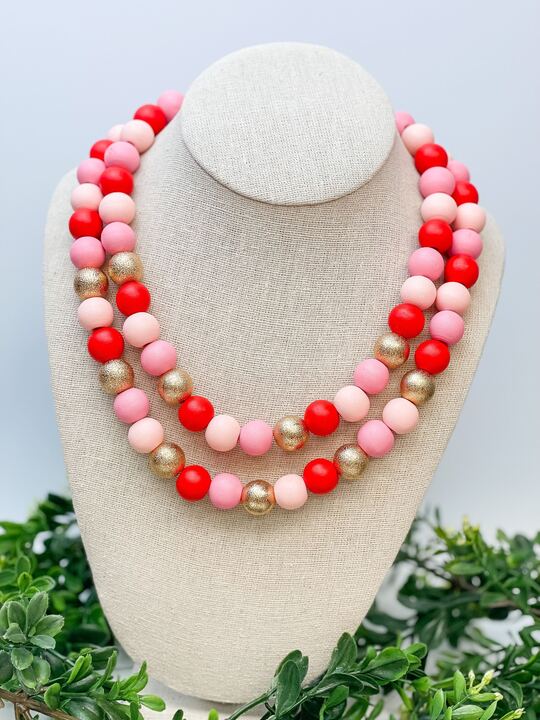 PREORDER: Multi Pink Bead Dual Strand Necklace