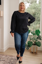 Peaceful Moments Smocked Sleeve Blouse in Black