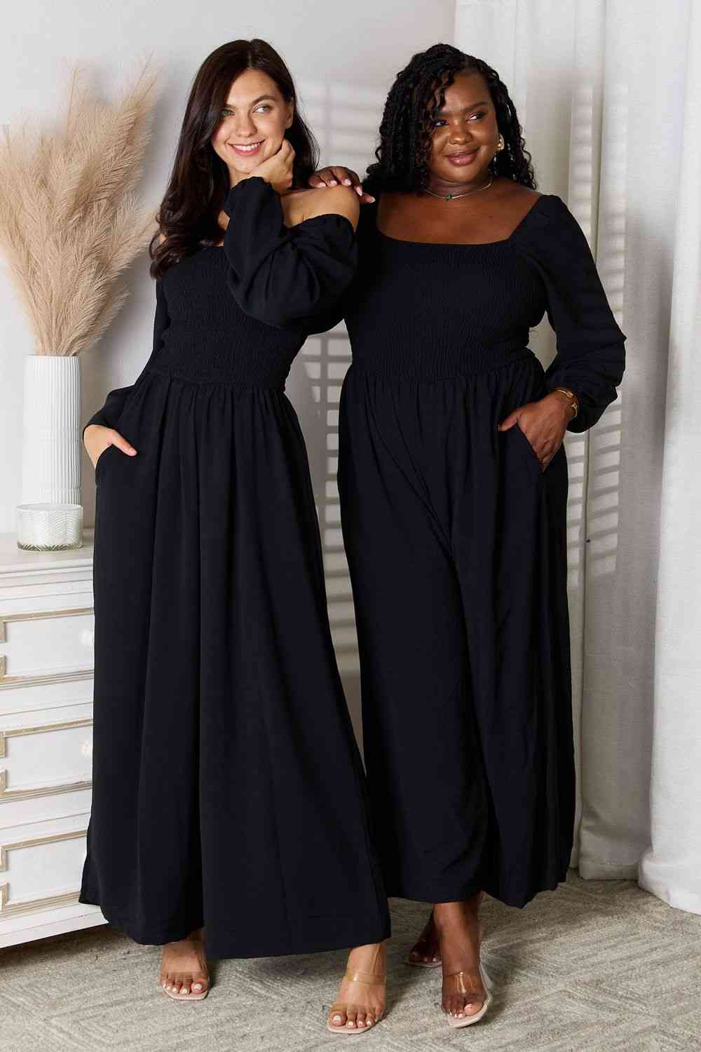 Double Take Square Neck Jumpsuit with Pockets - Kenchima 