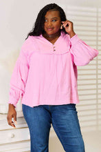 Buttoned Notched Neck Blouse Top - Kenchima 