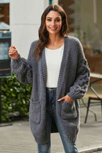 Open Front Ribbed Trim Duster Cardigan