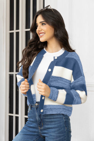 Striped Button Up Cardigan