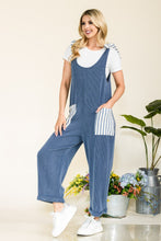 Stripe Contrast Pocket Rib Jumpsuit